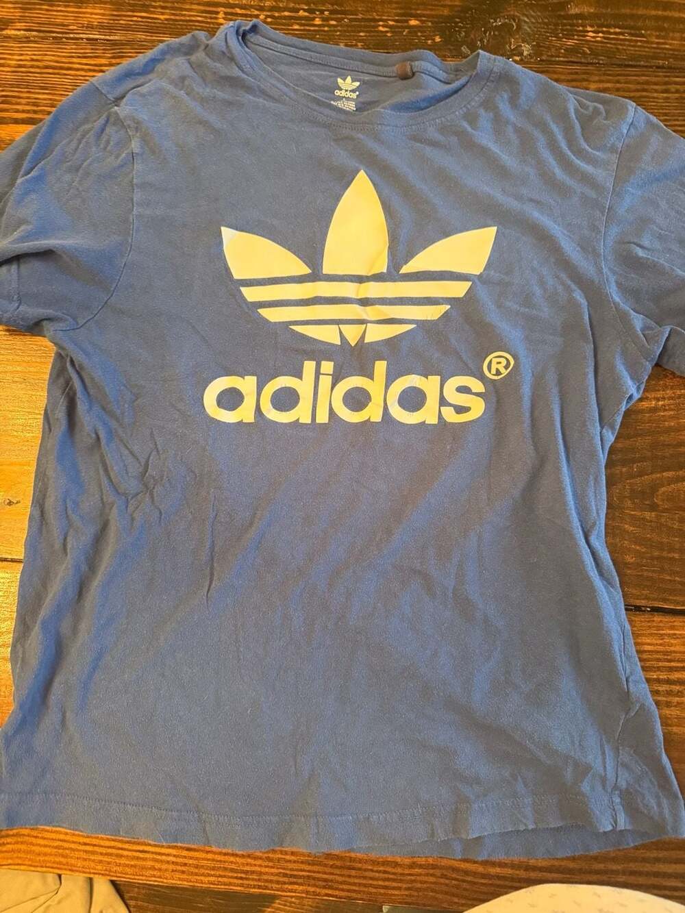Adidas Men's Blue Short-Sleeve Trefoil Logo Graphic T-Shirt Large